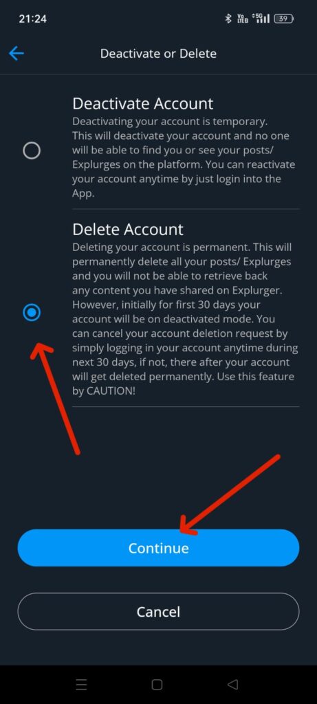 How to Delete Explurger Account