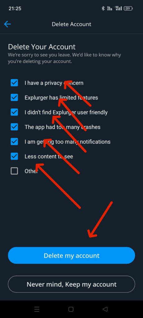 How to Delete Explurger Account