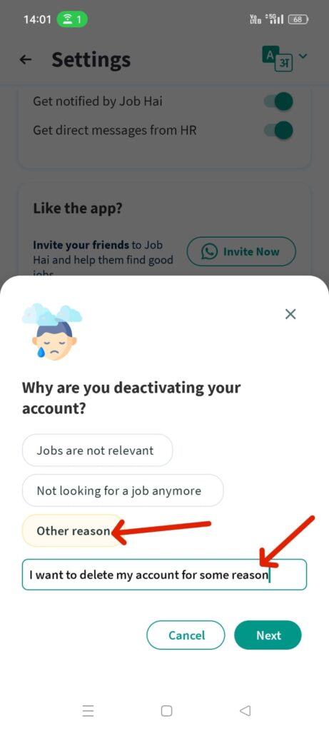 How to Delete Job Hai Account 