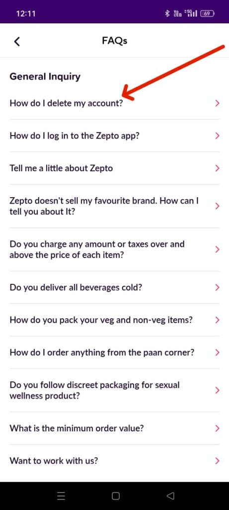 How to Delete Zepto Account
